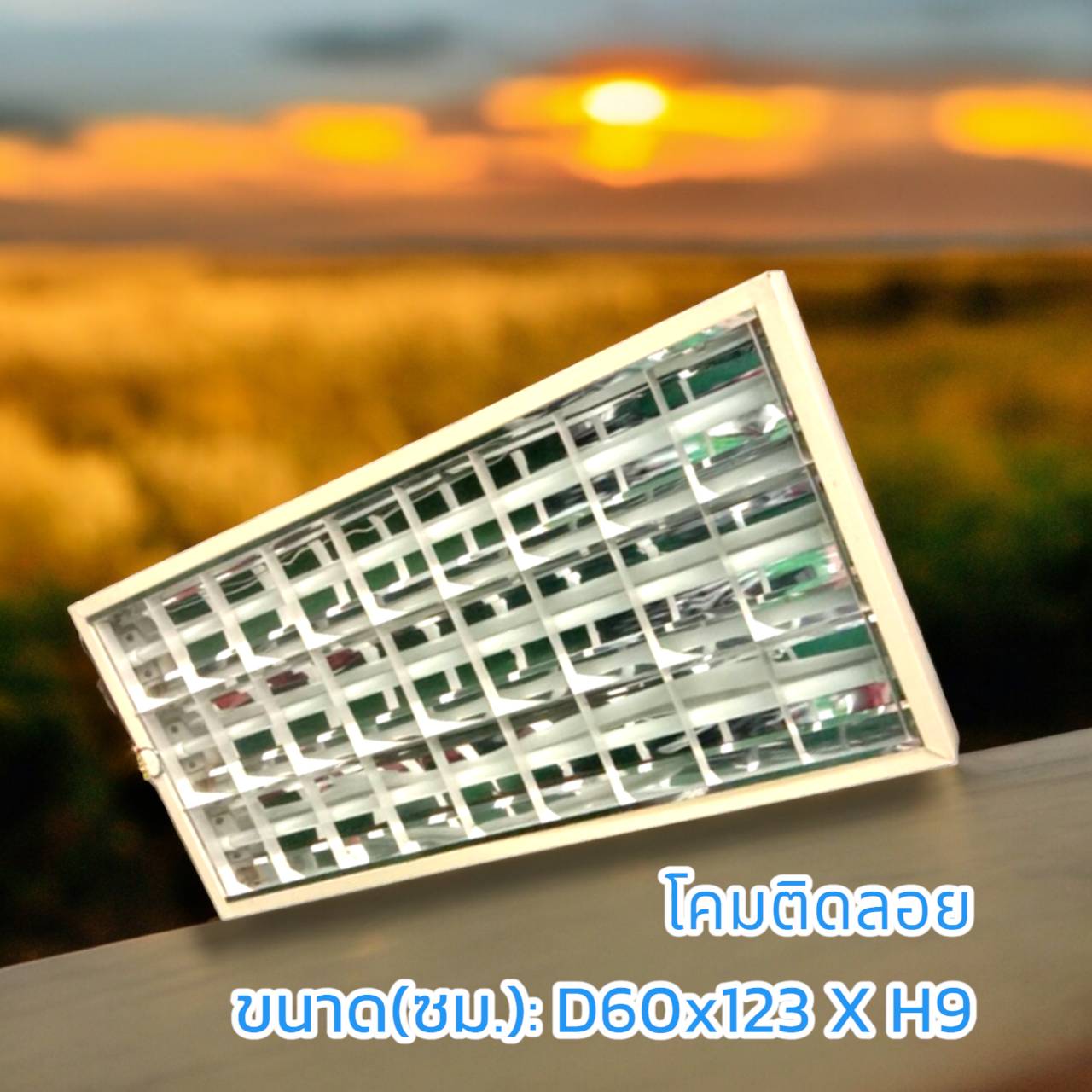 โคมตะแกรงชนิดติดลอย ขนาด 60 x 60 ซม. รองรับ T8 3ดวง บรรจุ 5โคม