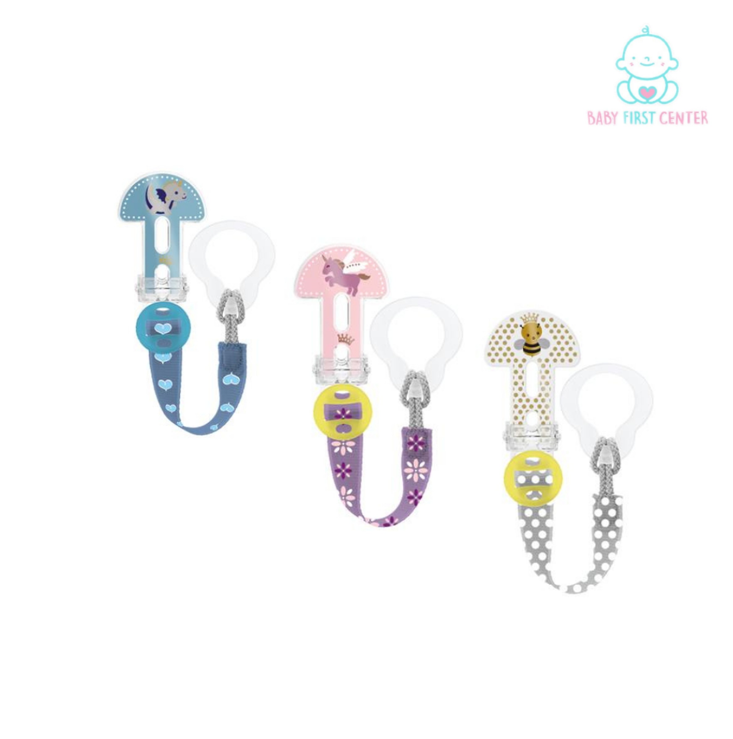 MAM Clip it สายคล้อง จุกหลอก พร้อมคลิปหนีบเสื้อ สายปรับความยาวได้ 0m+ BPA free สามารถใช้ได้กับจุกหลอกทุกยี่ห้อ มาพร้อมห่วงคล้อง