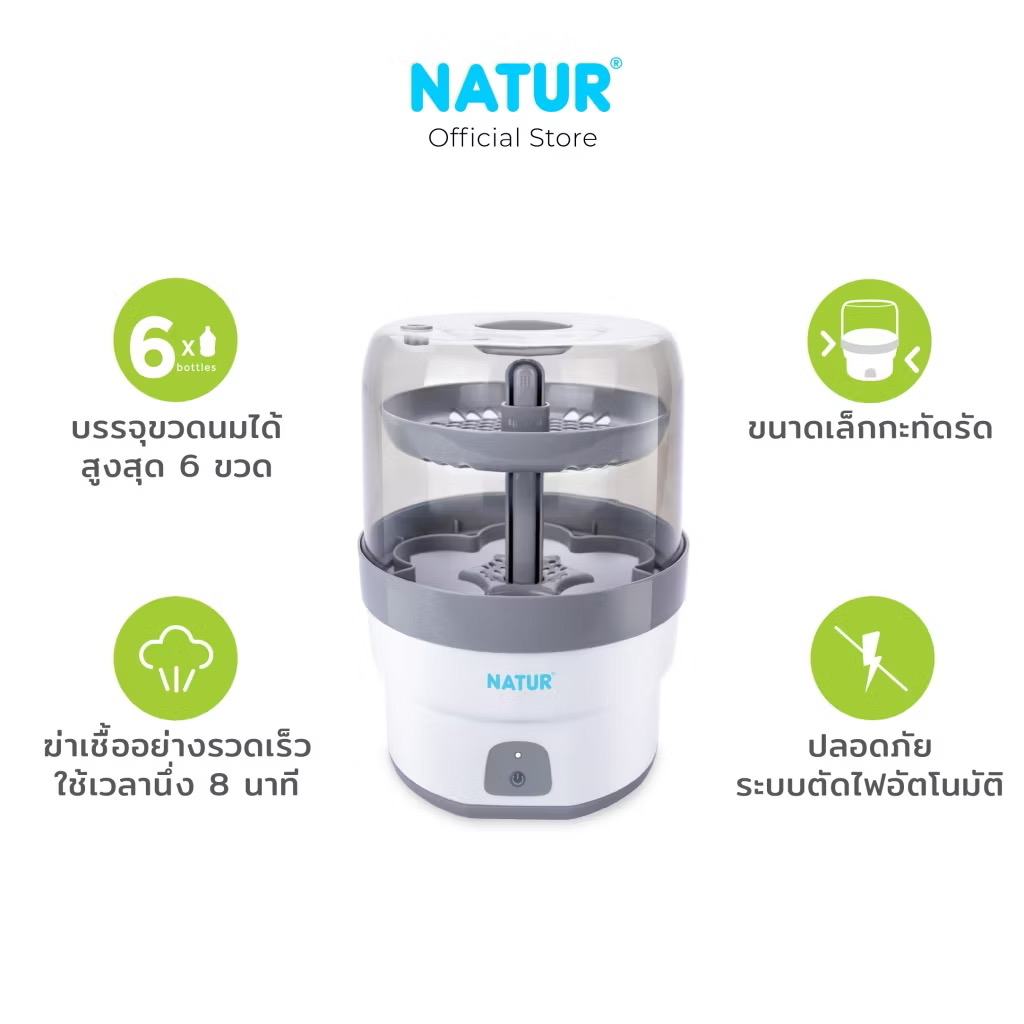 NATUR เนเจอร์ เครื่องนึ่งขวดนม เครื่องนึ่งขวดนมไฟฟ้า รุ่น Tiny Clean