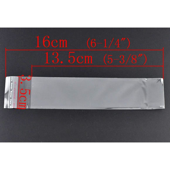 แพ็ค 200 ใบ ถุงแก้วใส่ปากกา/ช้อนกาแฟ/ขวดน้ำหอม ถุงพลาสติกใส OPP(ถุงแก้ว) ฝากาว กว้าง 3.5 ซม. ความยาวมี 3 ขนาด 14,16,20