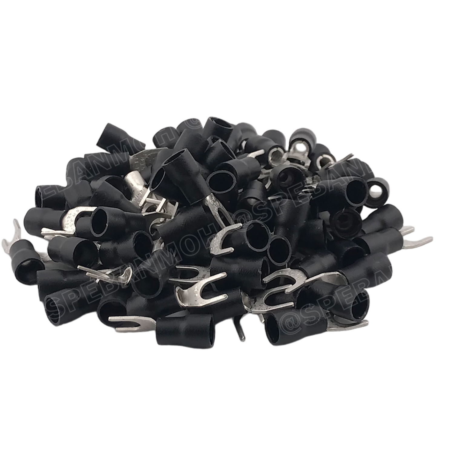 [ 100 ตัว/ถุง ] SV3.5-5 สีดำ Black หางปลาแฉก หางปลาหุ้มฉนวน Crimping Terminal เทอร์มินอล หางปลาย้ำสายไฟ หางปลาวาย หางปลาแฉกหุ้ม หางปลาแฉก Terminal Crimping หางปลา แฉกหุ้ม หางปลาต่อสาย ขั้วต่อสายไฟ หางปลาก้ามปู หางปลา