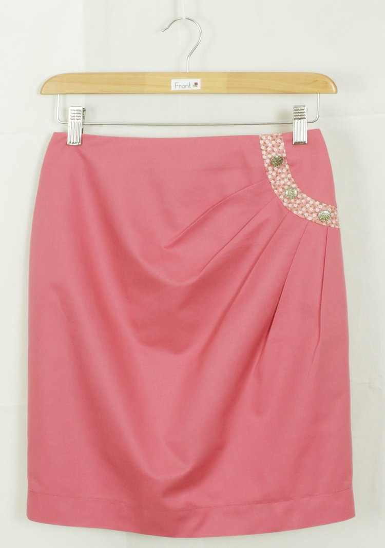 กระโปรงแฟชั่น&ทำงาน ทรงสอบจับจีบ 4 ชั้น ผ้าคอตต้อนญี่ปุ่นสี Pink Candy / SK-110