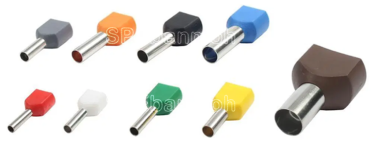 [ 100ชิ้น/แพ็ค ] TE0508 Black สีดำ สำหรับสาย 2x0.5 หางปลาคอร์ดเอ็น Cord-N Terminal Crimping หางปลาเข็ม คอร์ดเอ็น หางปลา Crimping Terminal หางปลาสำหรับย้ำสายไฟ คอร์ดเอ็นตัวใหญ่ หางปลาคอร์ดเอ็นสายคู่ TE