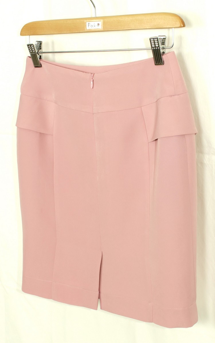 SK-166 กระโปรงแฟชั่น&ทำงาน ทรงสอบ ผ้า HIGH TWICH สีชมพูอมม่วง