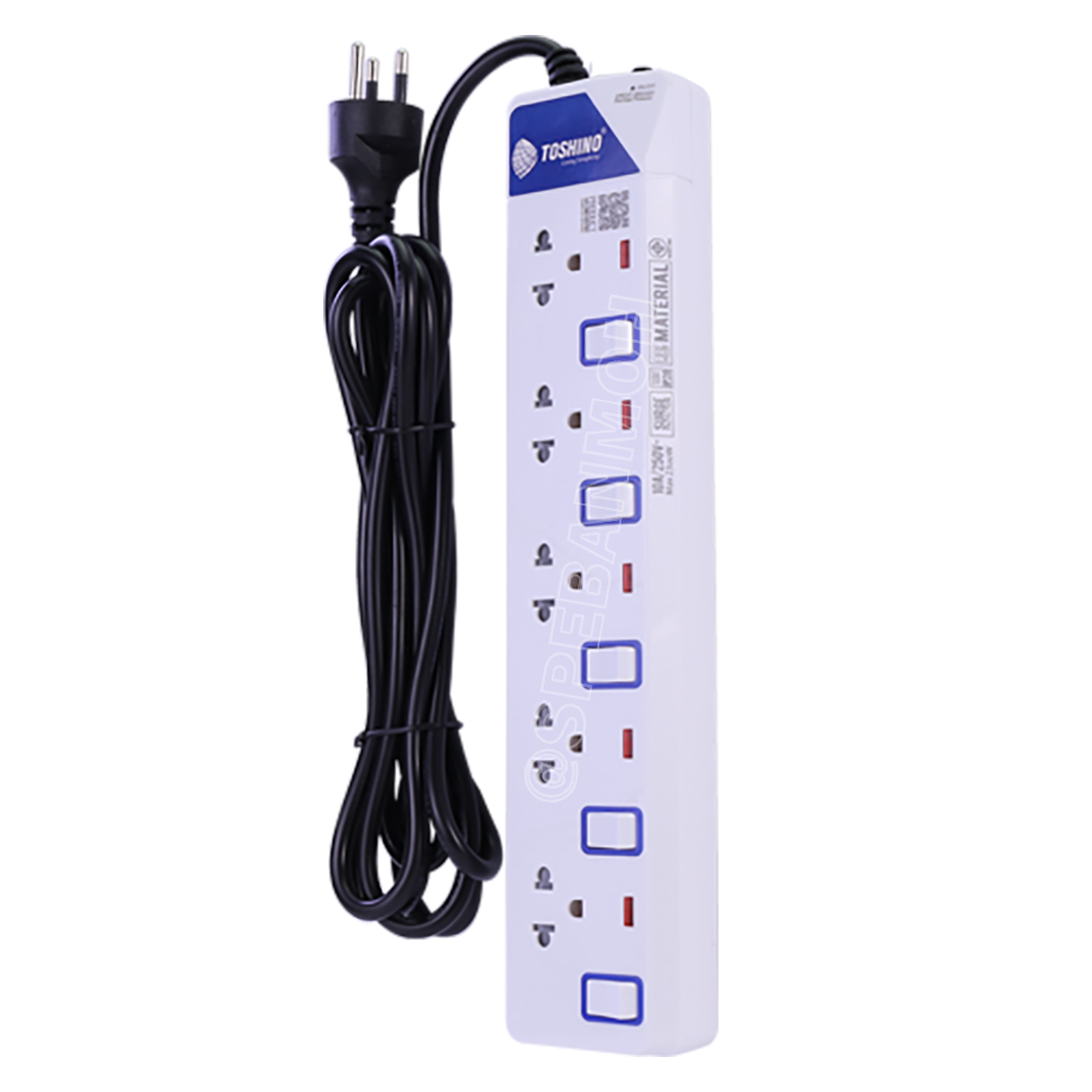 ET-9155M ปลั๊กพ่วง TOSHINO ET Series มาตรฐาน มอก. รางปลั๊กไฟ 5 ช่อง 5 สวิตซ์ ยาว 5 เมตร TOSHINO ET9155M 5เมตร Toshino ET 9155M ระบบ ป้องกันกระแสไฟเกิน อัตโนมัติ ระบบ ป้องกันไฟกระชาก สวิทช์เปิด-ปิด การใช้งานแยกจุด ผลิตจาก วัสดุไม่ลามไฟ ไฟแสดงสถานะการใช้งาน