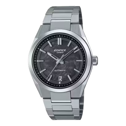 CASIO EDIFICE รุ่น EFK-100CD-1A สายสีเงิน หน้าปัดสีดำ สินค้าของเเท้ รับประกันศูนย์ CMG