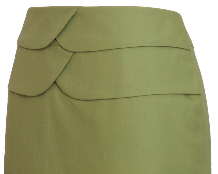 SK-096 กระโปรงแฟชั่น&ทำงาน ทรงสอบ ผ้าคอตต้อนญี่ปุ่นผสมสเปนเดคสีเขียว
