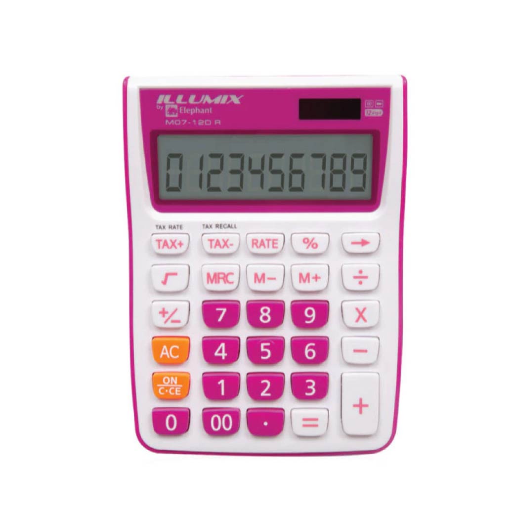 เครื่องคิดเลข ตราช้าง 12 หลัก ขนาดกลาง รุ่น M07-12D