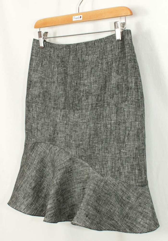 SK-221 กระโปรงแฟชั่น&ทำงาน ทรงย้วย ผ้าลินินญี่ปุ่นเชมเบ้ โทนดำ