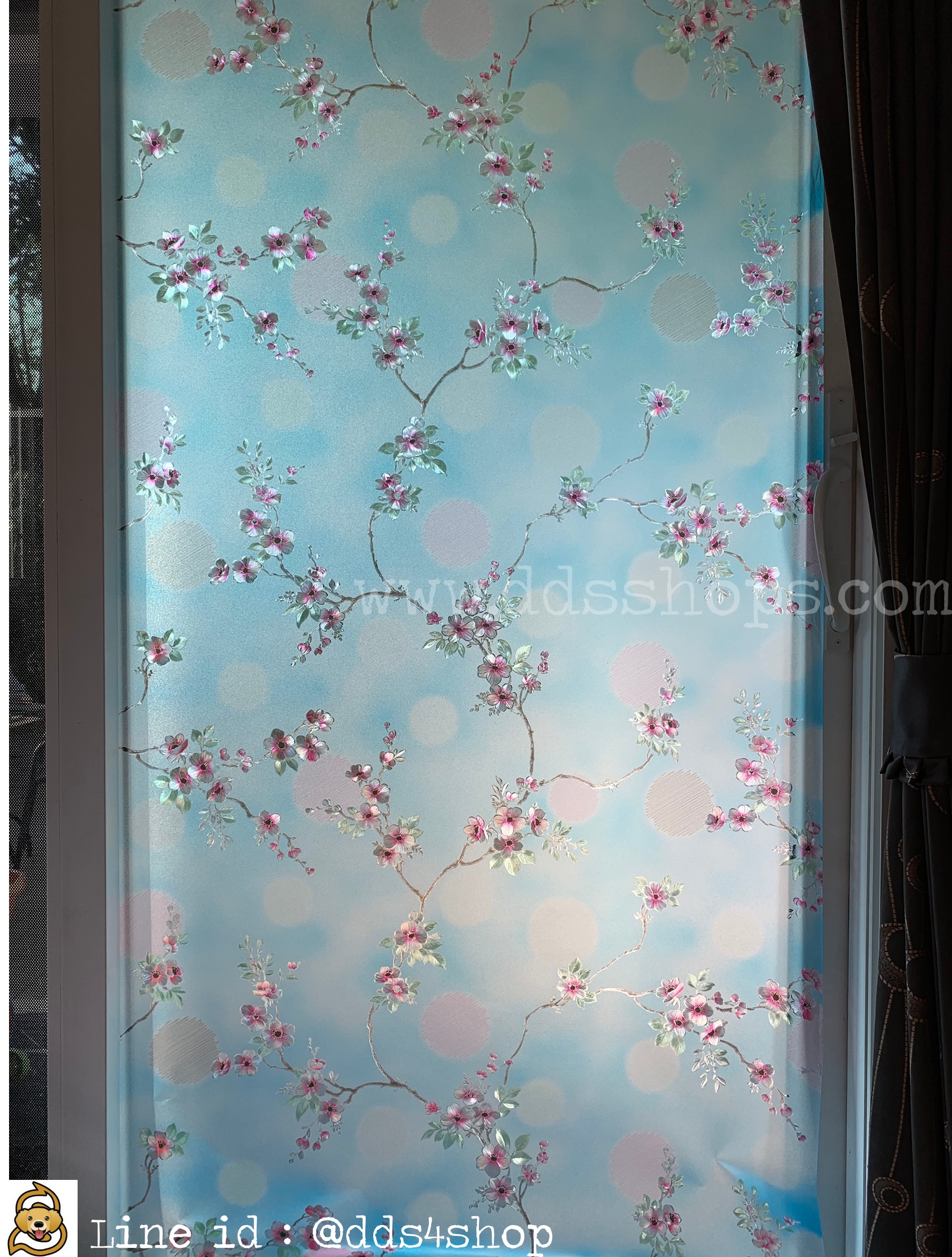 PVC สูญญากาศติดกระจก ซากุระ 3D Pink Blossom หน้ากว้าง 90 cm x 100cm (สั่งมากกว่า 1m ตัดยาวต่อเนื่อง)
