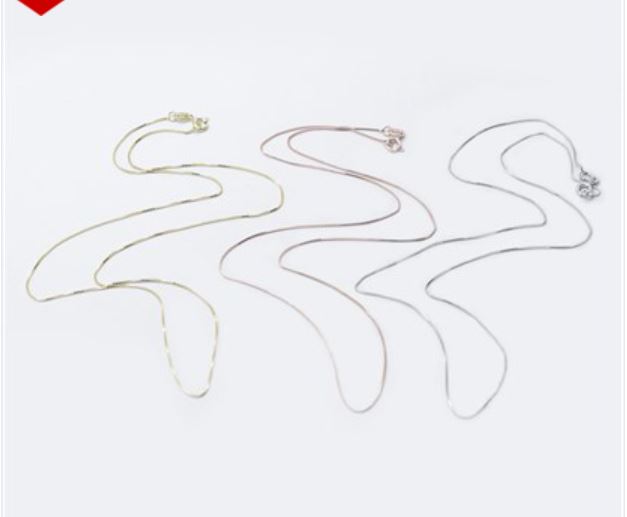 สร้อยคอเงินแท้ 926 Stering silver ข้อกล่องสี่เหลี่ยม ยาว 18 นิ้ว พร้อมก้ามปู แพ็ค 3 เส้น พรีออเดอร์