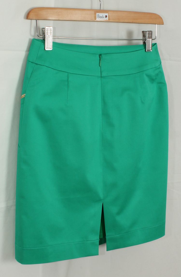 SK-118 กระโปรงแฟชั่น&ทำงาน ทรงสอบ ผ้าคอตต้อนญี่ปุ่นผสมสเปนเดกสีเขียวมิ้นท์