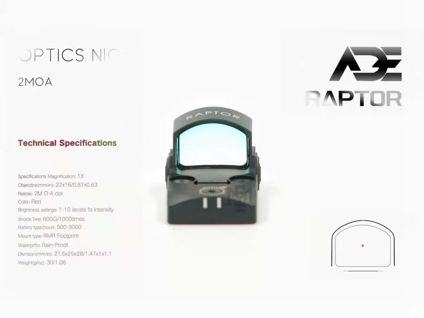 NEW ARRIVAL Advanced Optics Raptor Red Dot เรทดอท ทนแรงกระแทก กันฝน กันฝ้า บนเลนส์