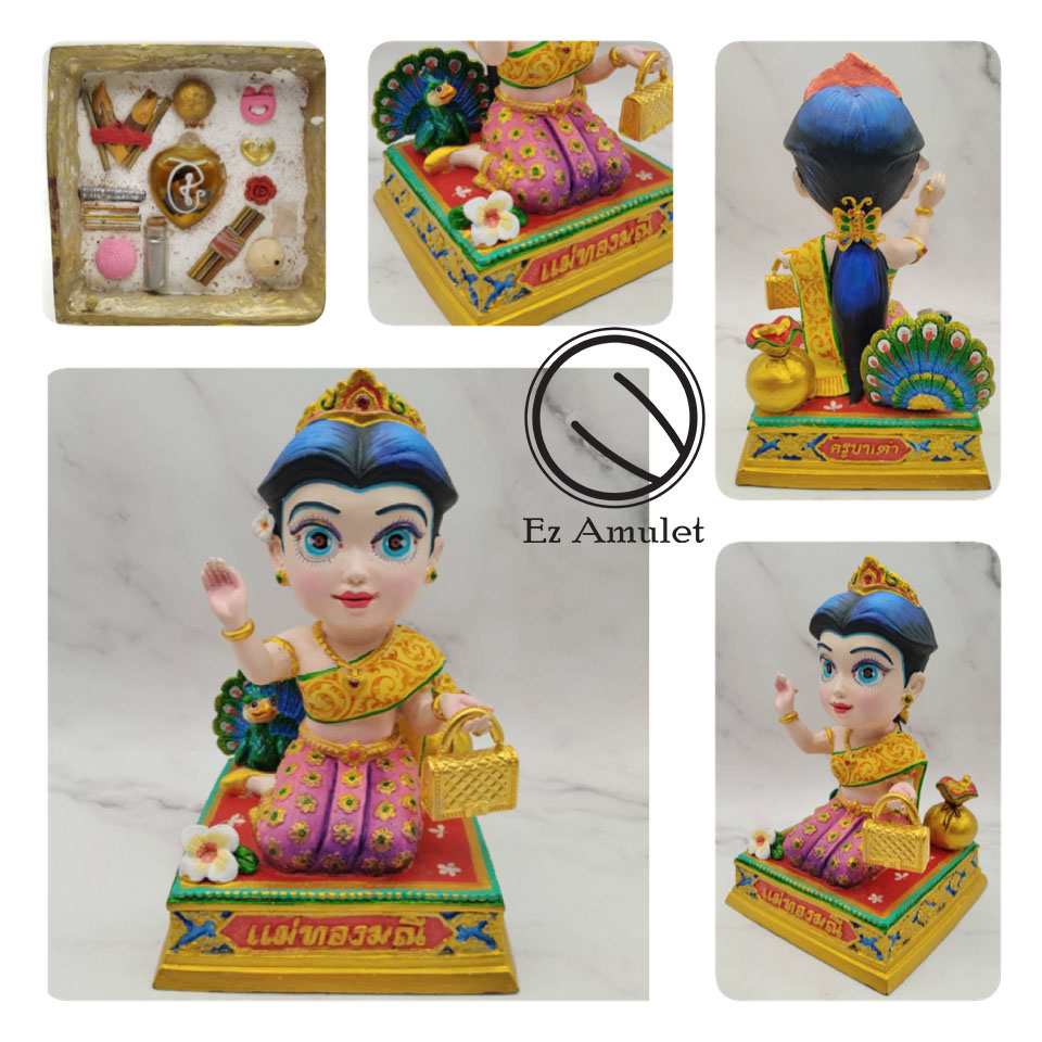 แม่ทองมณีเรียกทรัพย์ นางกวักขนาดบูชา เพ้นท์สี ครูบาเต่า