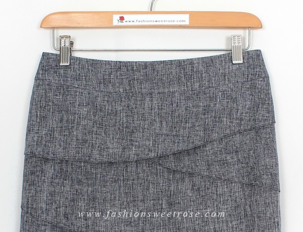 กระโปรงทรงสอบ ผ้าลินินไอริสสีน้ำเงินเข้มมีลายในตัว / SK-461