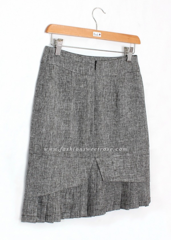 SK-433 กระโปรงทรงสอบ ผ้าคอตต้อนลินินไอริส สีดำ