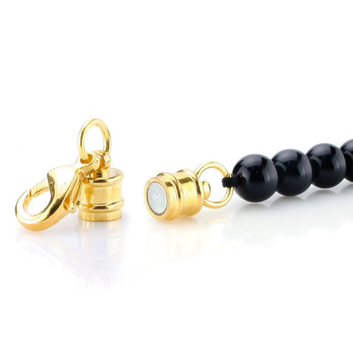 แม่เหล็กปิดปลายเนื้อทองแดง พร้อมตะขอก้ามปู สีทอง ขนาด 36mm x 7mm จำนวน 5 เซต