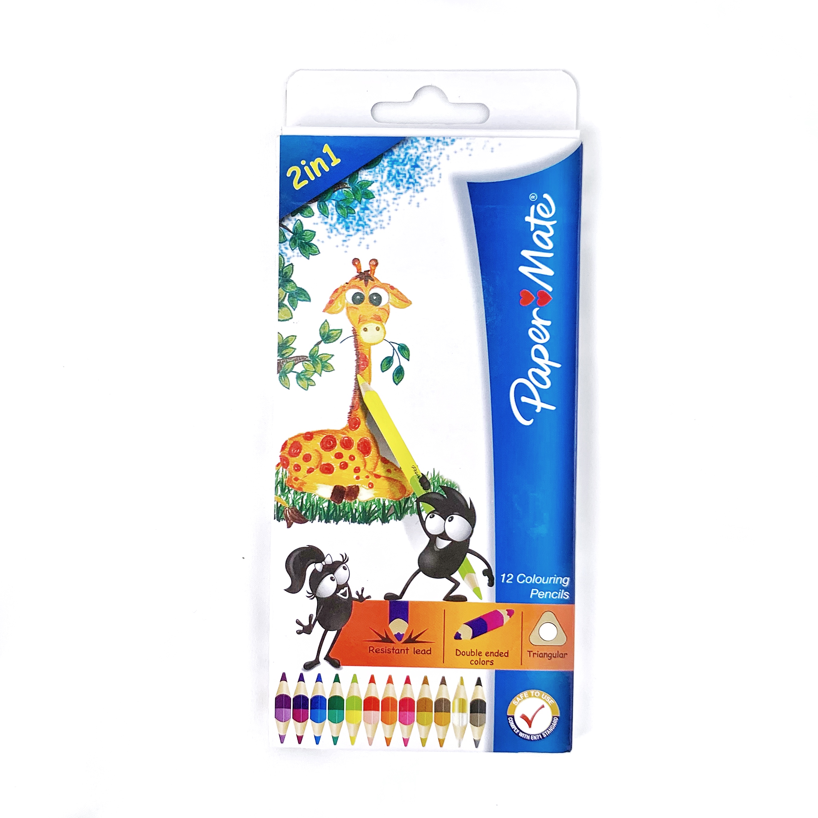ดินสอสีขนาดมาตรฐาน ดินสอสีไม้ 2 in 1 PaperMate มี 12 แท่ง 24 สี