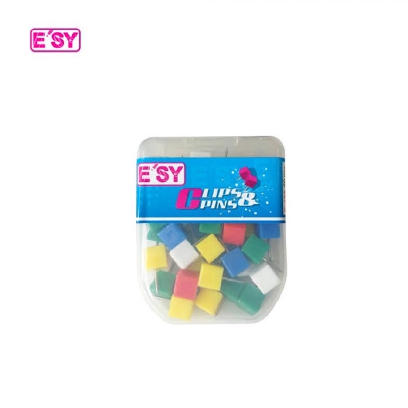หมุดปักบอร์ด E'SY คละสีในกล่อง มีให้เลือกหลายลาย