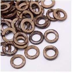 ห่วงวงแหวน ทำจากกะลาแท้ ขนาด 20~23x2~5mm จำนวน 20 ชิ้น