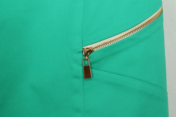 SK-118 กระโปรงแฟชั่น&ทำงาน ทรงสอบ ผ้าคอตต้อนญี่ปุ่นผสมสเปนเดกสีเขียวมิ้นท์