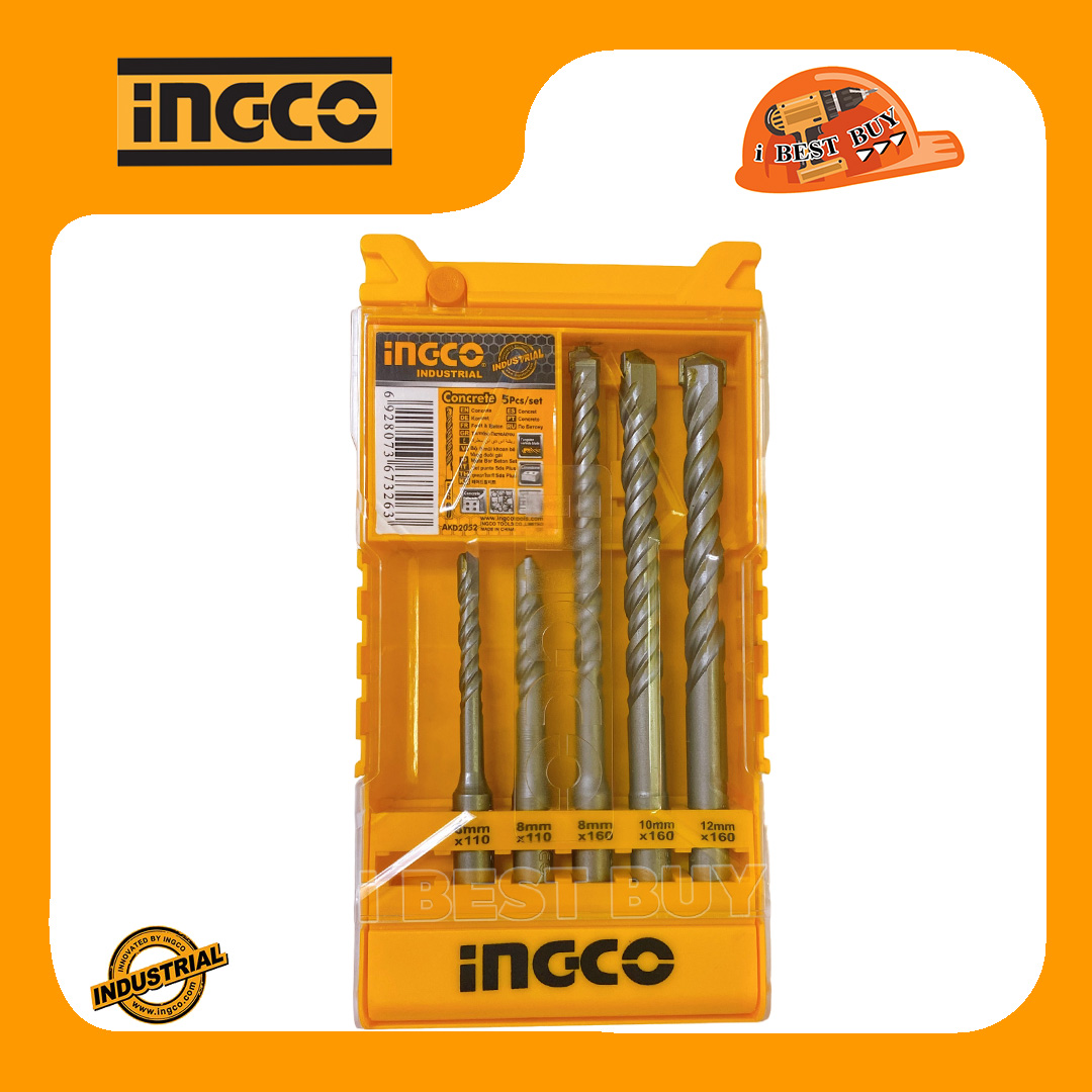 INGCO AKD2052 ดอกสว่านโรตารี่ SDS-PLUS 5 ตัวชุด สำหรับเจาะคอนกรีต