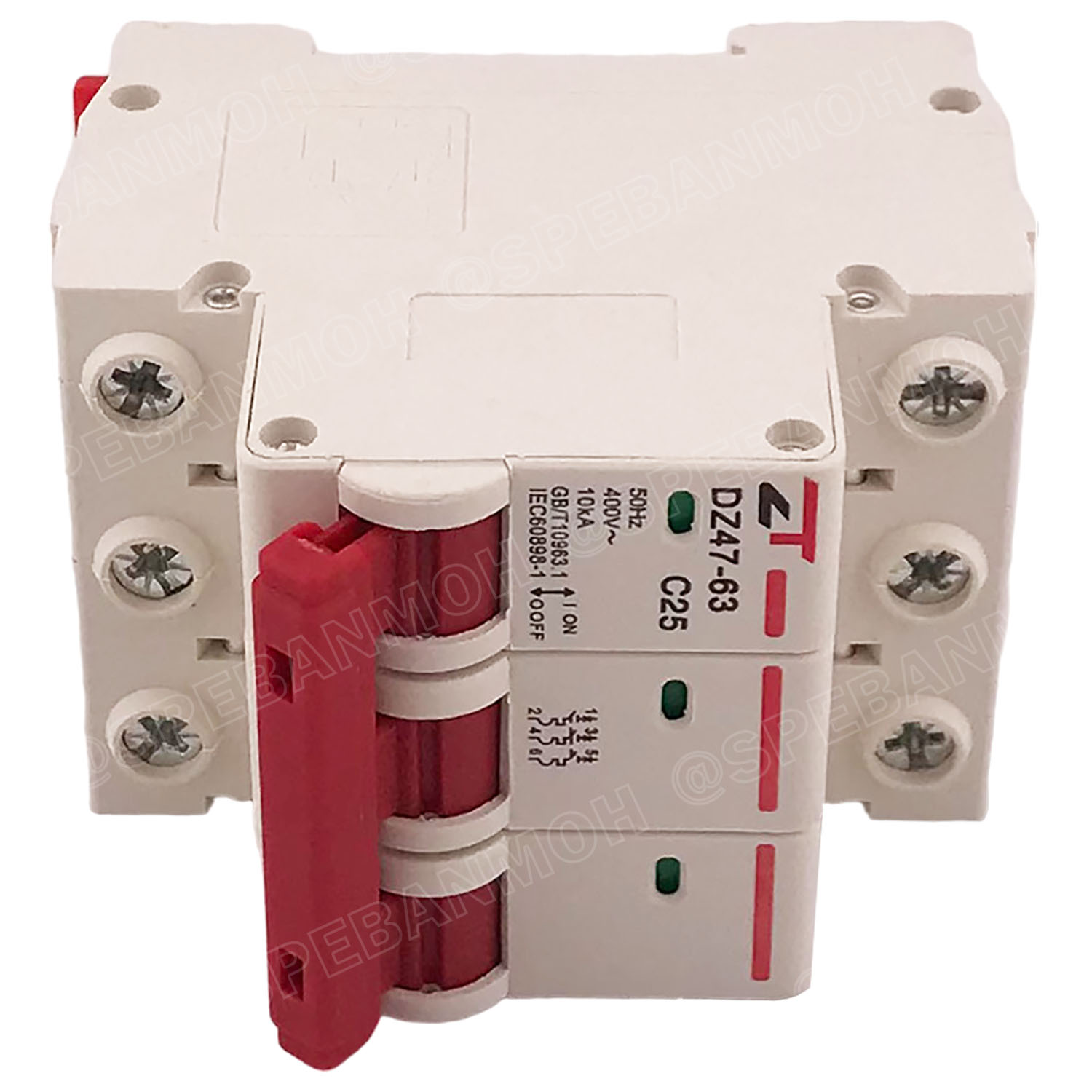 DZ47-63-3P 25A เบรกเกอร์เมน ยึดรางปีกนก 3P 25A AC Circuit Breaker เบรกเกอร์ตัดไฟเกิน 3โพล 25แอมป์ คัดเอาท์ ป้องกันกระแสเกิน Overload ป้องกันการลัดวงจร Short circuit เบรกเกอร์ตัดไฟ เบรกเกอร์ลูกย่อย Ac Circuit Breaker ไฟบ้าน 230V/400V AC มินิเซอกิตเบรก
