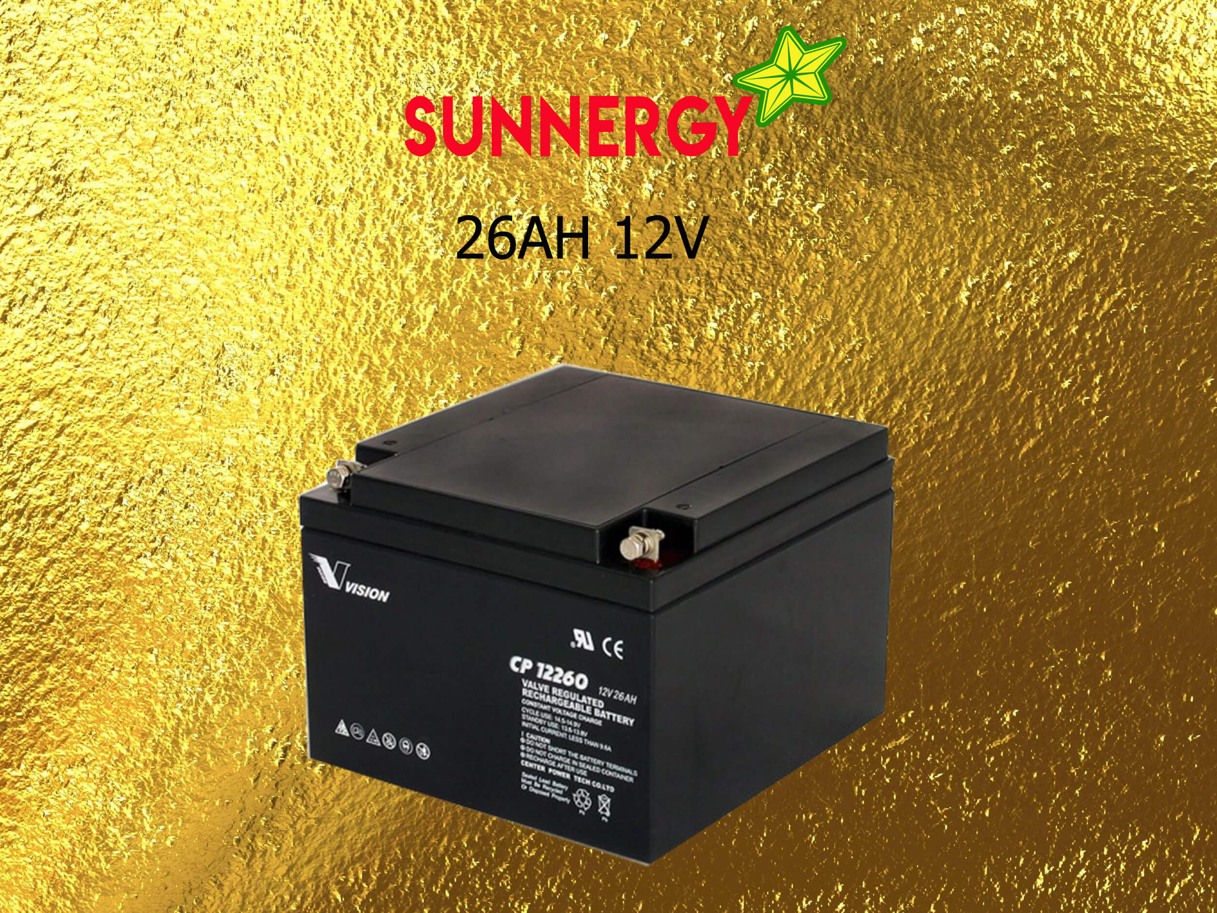 แบตเตอรี่ขนาด 26Ah 12V ชนิด Deep Cycle - AGM
