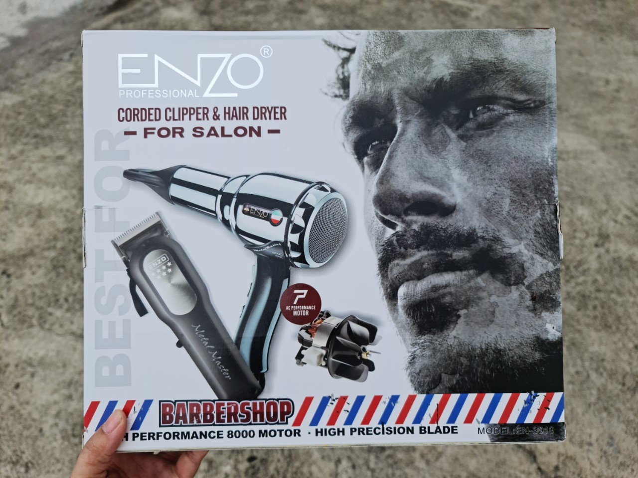ไดร์เป่าผมวินเทจ ENZO EN-3001 คู่ปัตตาเลี่ยนตัดผมไร้สาย