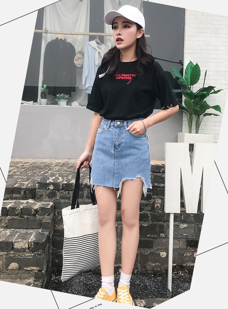 กระโปรงยีนส์ฟอก สีซีด