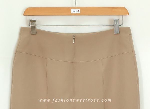 SK-450 กระโปรงทรงสอบ ผ้า Double Twist สี Light Brown