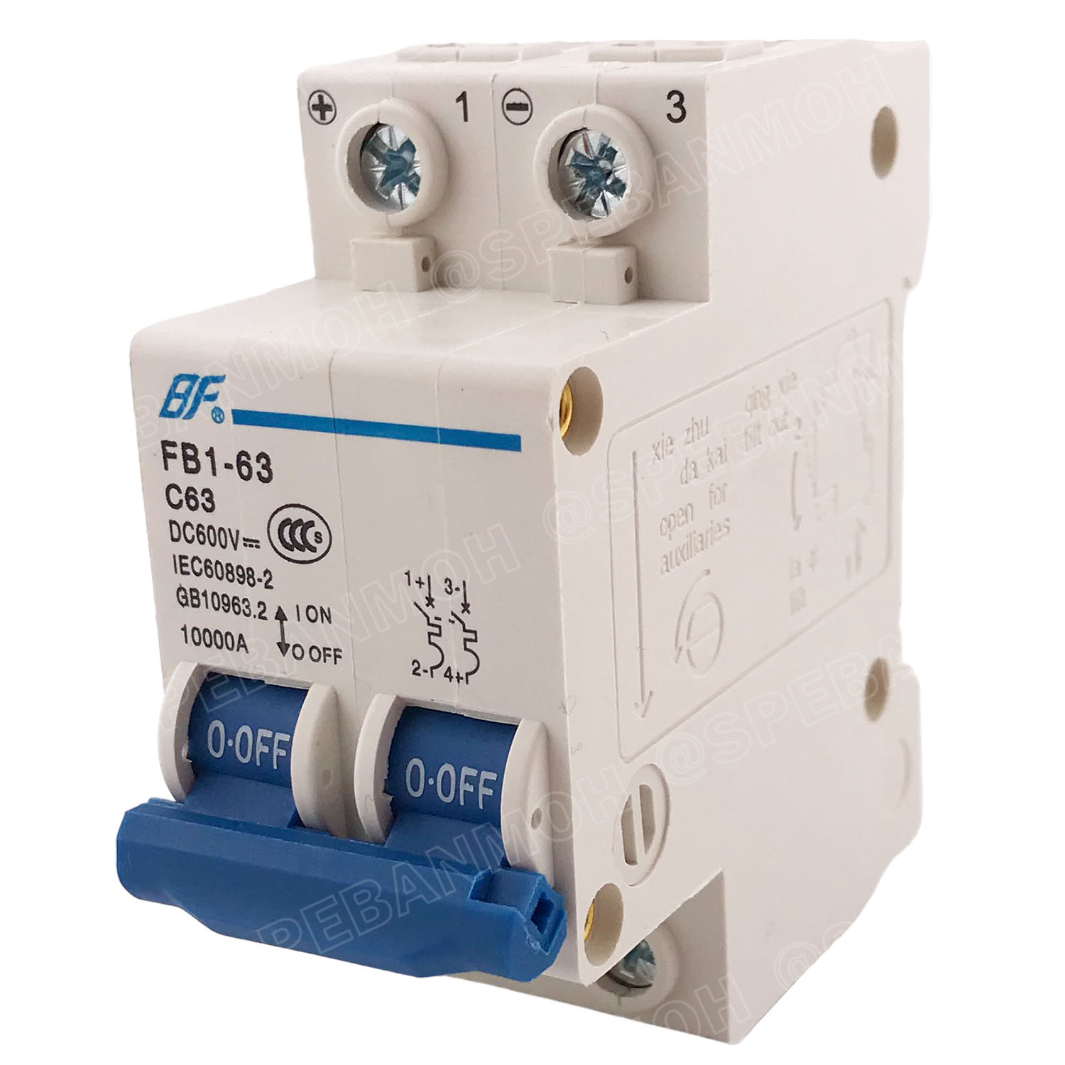 [ 1ชิ้น ] FB1-63-2P 63A BF เบรกเกอร์ ดีซี 2P 63แอมป์ 2Pole DC Breaker 600 VDC DC Circuit Breaker 2P สำหรับงาน solar cell เบรกเกอร์ไฟฟ้าโซลาร์เซลล์ DC ป้องกันกระแสเกิน ใช้ได้กับไฟฟ้ากระแสตรง DC เบรกเกอร์ 2โพล Solar Breaker เซอร์กิตเบรกเกอร์ MCB Breaker