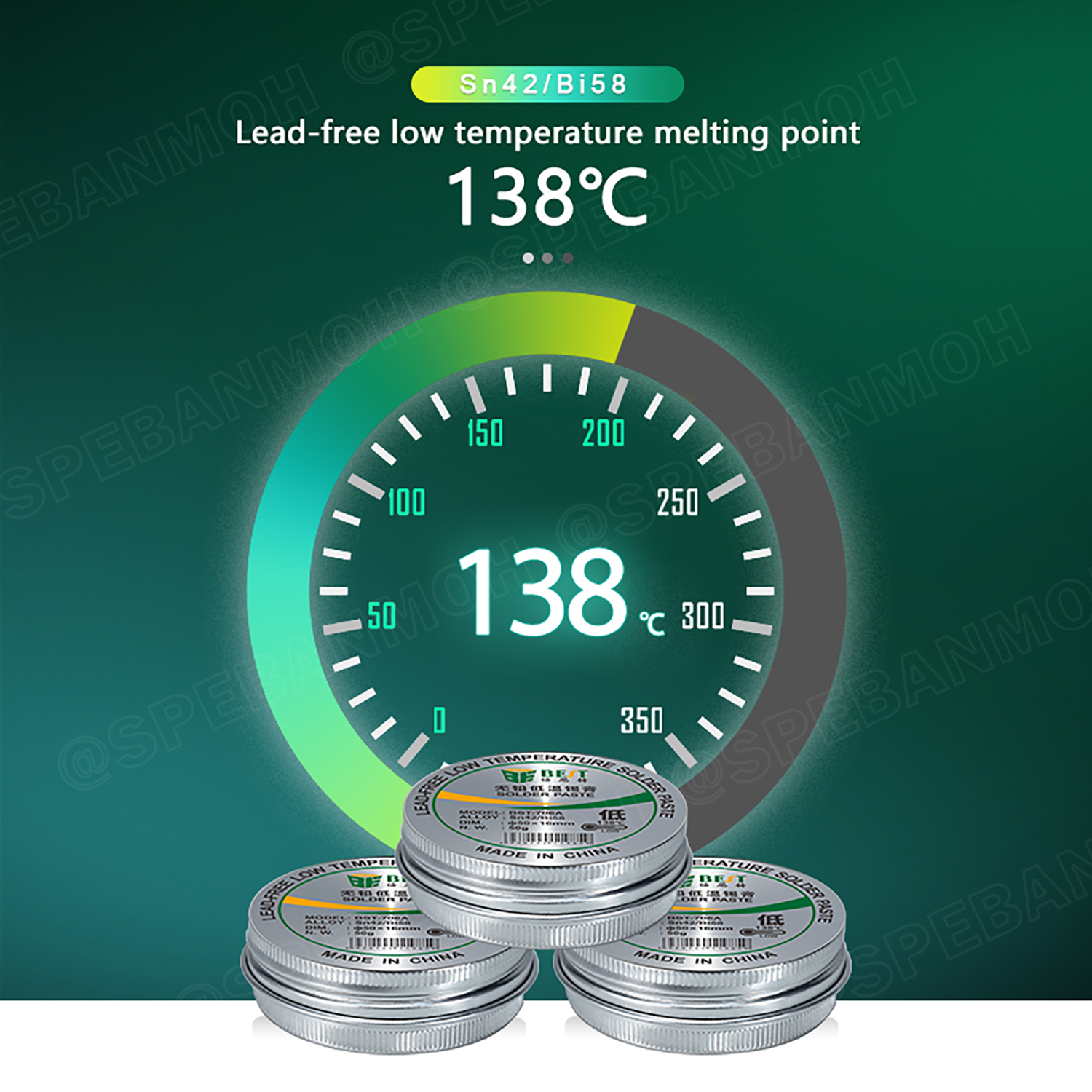 BST-706A ตะกั่วเหลว Soldering Paste ตะกั่วบัดกรี ชนิดเหลว ตะกั่วเหลว 50g 138°C ดีบุก42/บิสมัท58 Sn42/Bi58 Soldering Paste ตะกั่วบัดกรี บัดกรี Soldering Lead ตะกั่วเหลว 138องศาเซลเซียส Leaded Low Temp