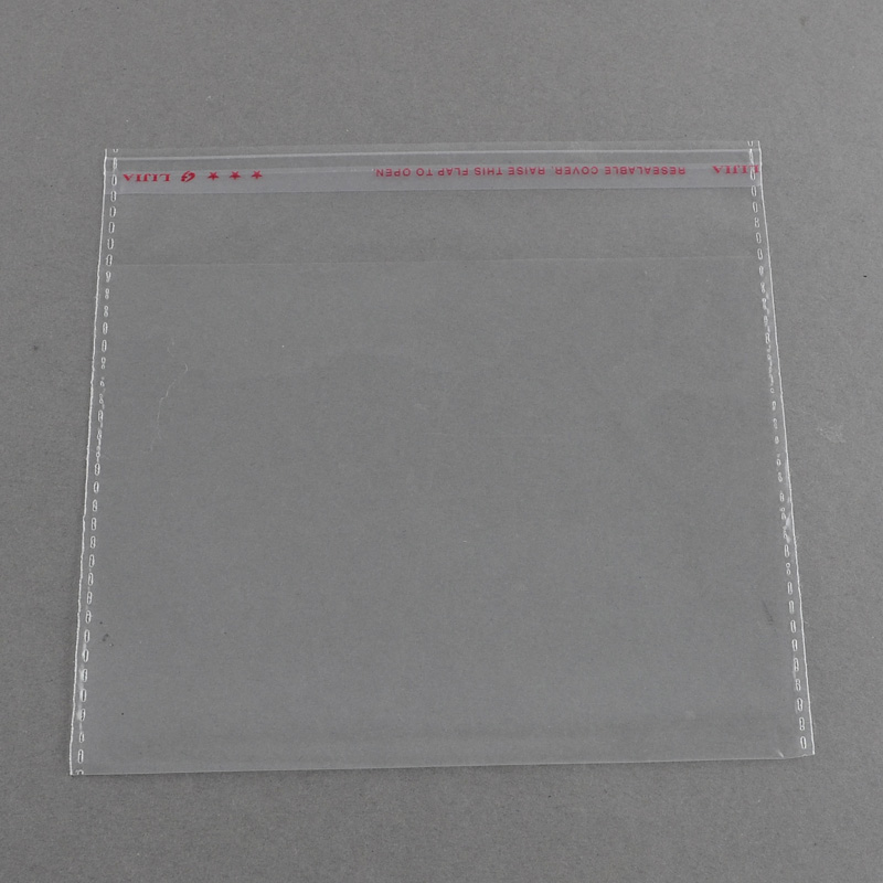 ถุงพลาสติกใส OPP(ถุงแก้ว) ฝากาว ขนาด 20x20 ซม. (ส่วนใช้งาน 20x16 ซม.) หนา 0.035 มม