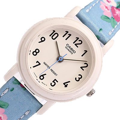 Casio รุ่น lq-139LB-2B2DF สีฟ้า ลายดอกไม้ สายผ้า เรือนเล็ก สินค้าของเเท้