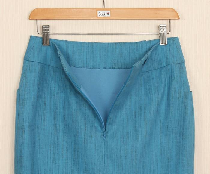 SK-234 กระโปรงแฟชั่น&ทำงาน ทรงสอบ ผ้าญี่ปุ่นผสมสเปนเด็กสีฟ้า