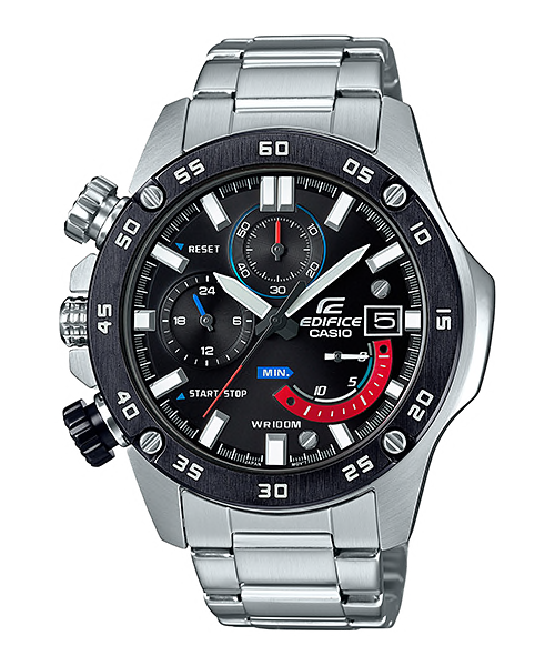 CASIO EDIFICE รุ่น EFR-558DB-1AVUDF สีเงิน หน้าปัดดำ สายสแตนเลส สินค้าใหม่ ของแท้ รับประกันศูนย์ CMG