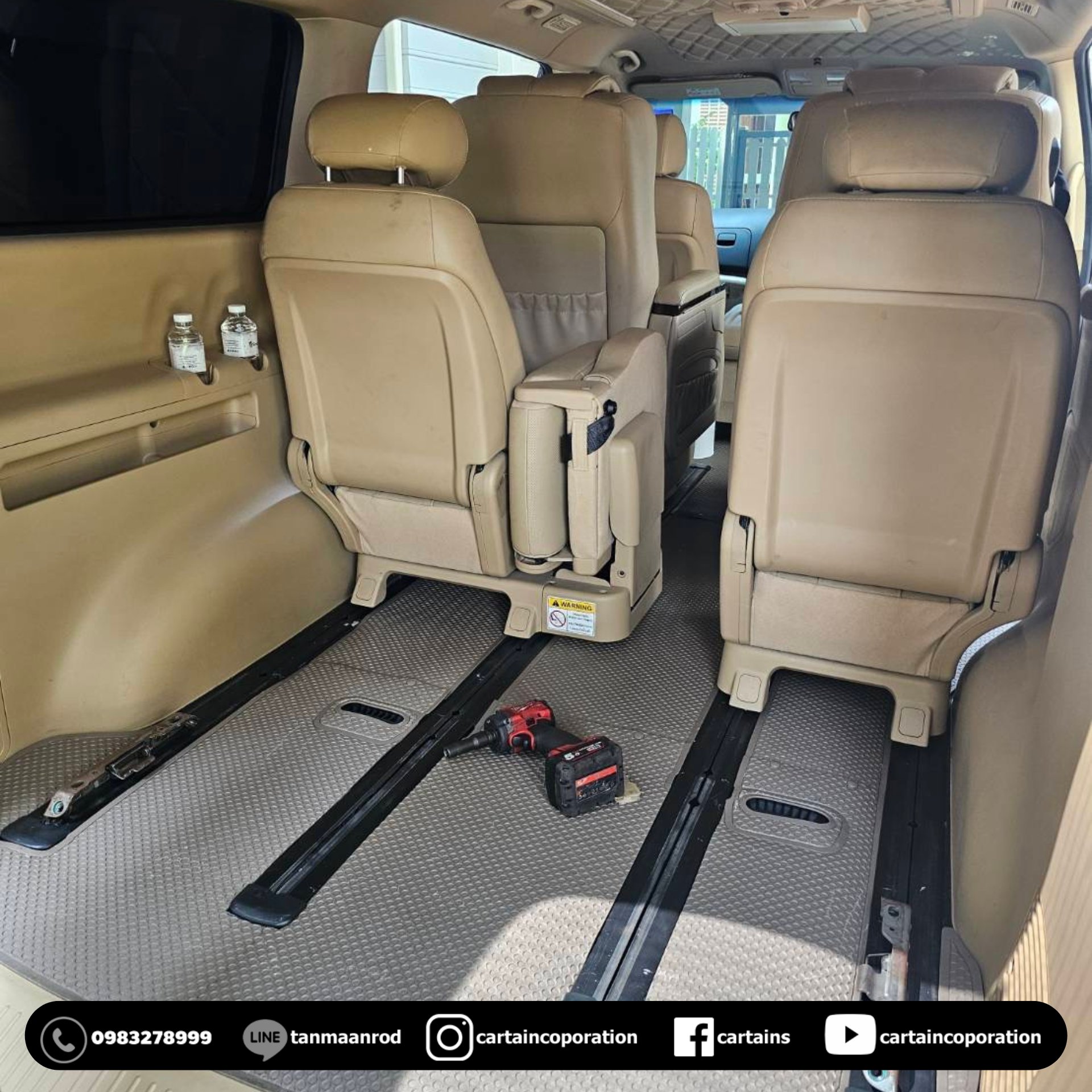 ต่อรางหน้าและหลัง h1 ติดป้อมใส่เบาะแถว3