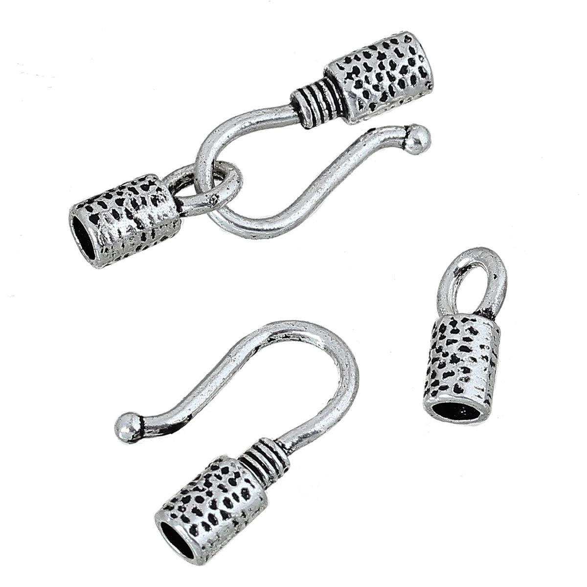 ตะขอปิดสร้อยสีเงิน antique ขนาด 18mm x9mm, 12mm x6mm แพ็ค 20 เซต