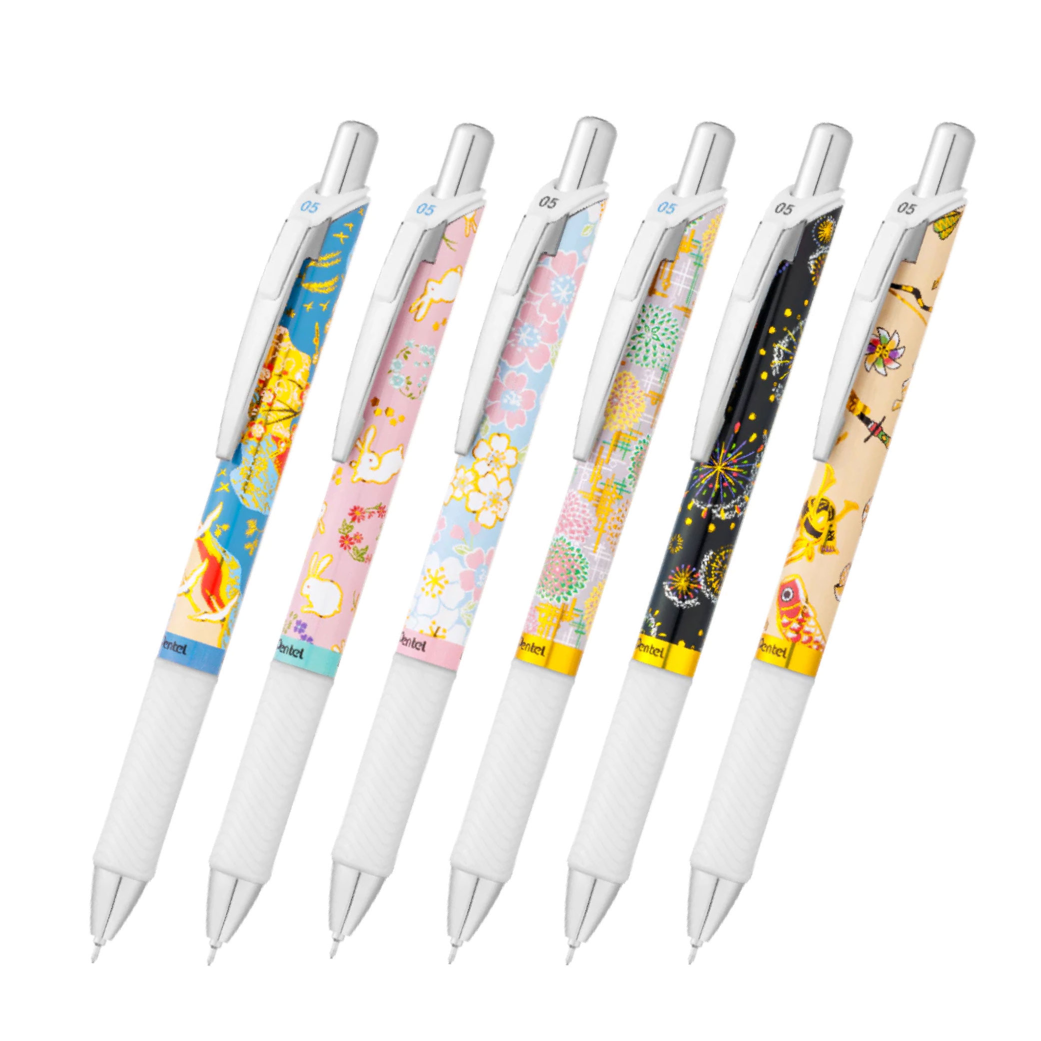 ปากกาเจล Pentel EnerGel Yuzen +3 หัวปากกา 0.5 mm ลายเทศกาลญี่ปุ่น Japanese paper pattern
