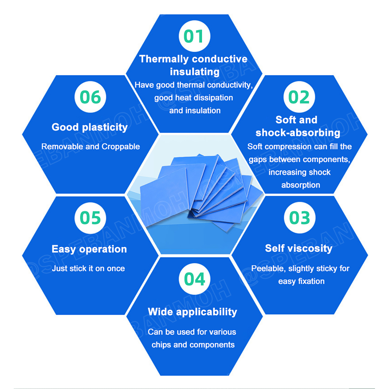 [ 1 กระปุก ] VBST-1215 แผ่นซิลิโคนระบายความร้อน Blue Soft Insulation High Thermal Conductivity Silicone Rubber For CPU GPU แผ่นระบายความร้อน แผ่นซิลิโคน Electronic Heat Dissipation Thermal Conductivity Silicone Gasket Heatsink Cooling Thermal Pad