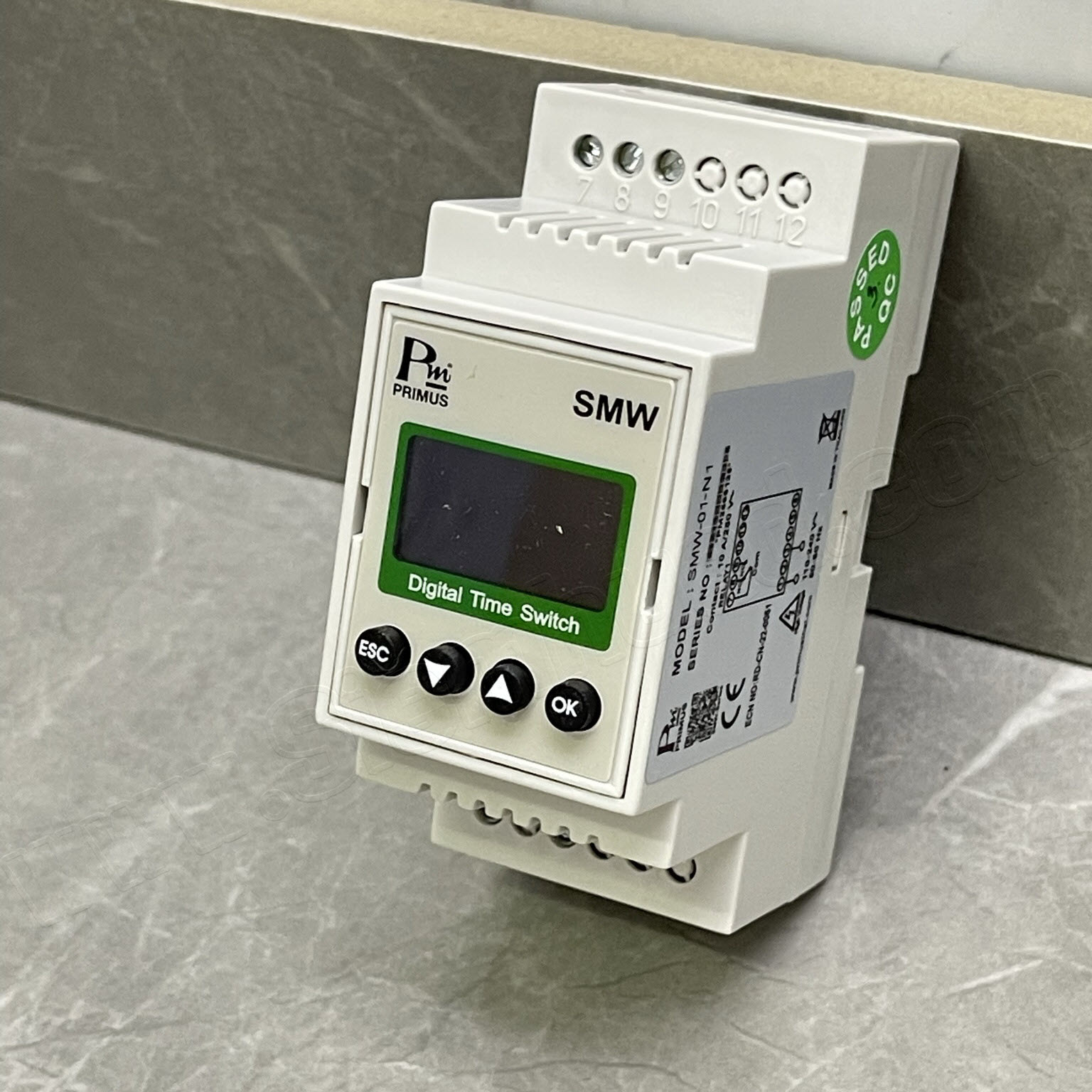 นาฬิกาตั้งเวลาระบบดิจิตอล DIGITAL TIMER SWITCH (PRIMUS) SMW-SERIES ตั้งโปรแแกรมล่วงหน้า 30 วัน / ได้ 10 ช่วงเวลา, หน่วยความจำ 99 โปรแกรม (ON/OFF) 1 โปรแกรม (Recycle)