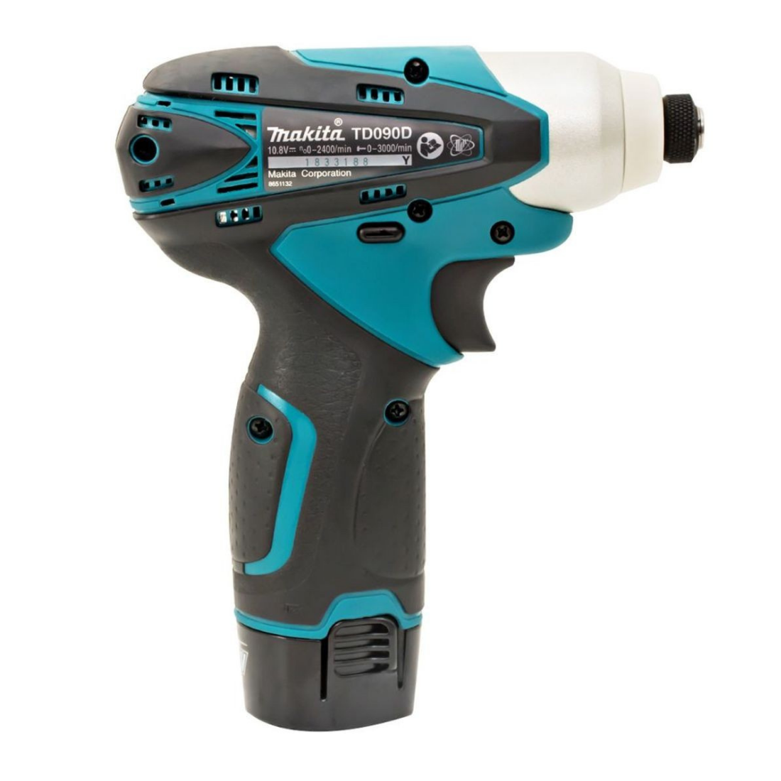 MAKITA TD090DWE สว่านไขควงกระแทกไร้สาย 10.8 โวลต์ 1/4 นิ้ว แรงบิด 90 Nm. พร้อมแบตและแท่นชาร์จ แท้