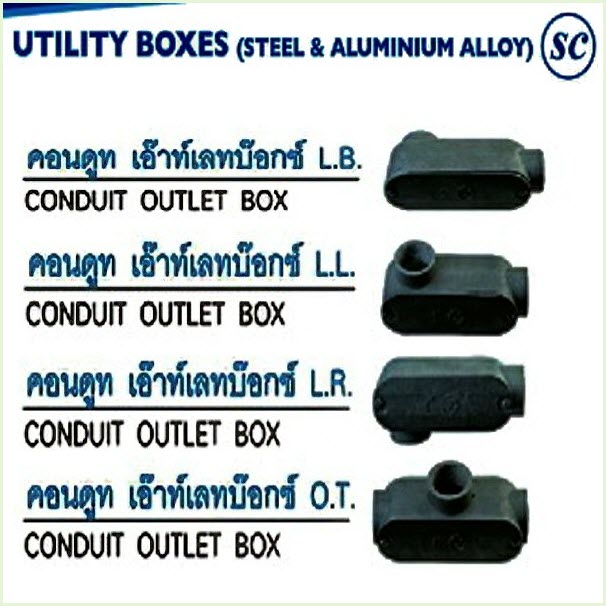 คอนดูท เอ้าท์เลทบ๊อกซ์ L.B., L.L., L.R., O.T., (อุปกรณ์ประกอบท่อร้อยสายไฟฟ้า) CONDUIT OUTLET BOX (SC) LB series, LL series, LR series, OT series