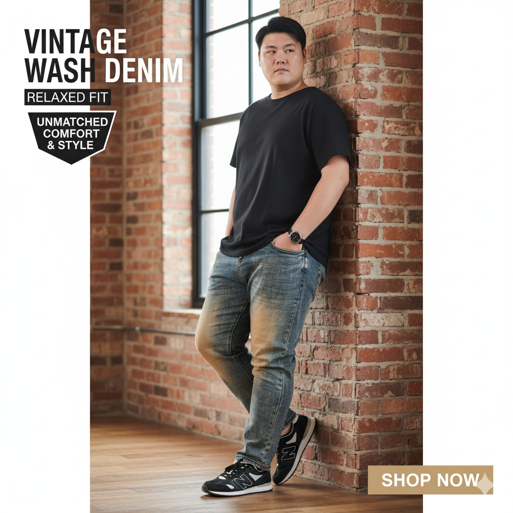 ยีนส์ไซส์ใหญ่ชาย (Big Size) ผ้ายืดพิเศษ | ทรงสลิม ฟอกวินเทจ | #JL009