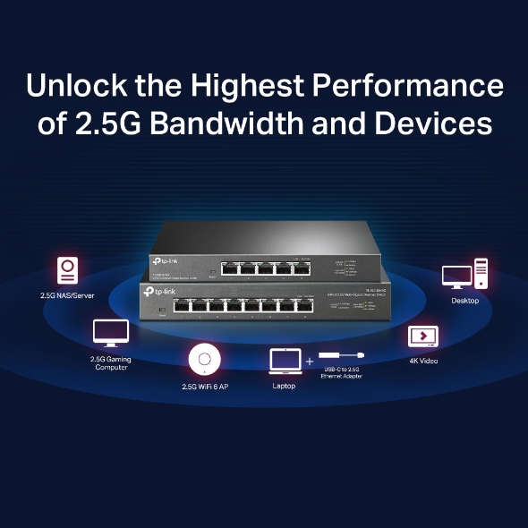 TP-LINK TL-SG108-M2 8-Port 2.5G Desktop Switch รับประกันศูนย์ไทย