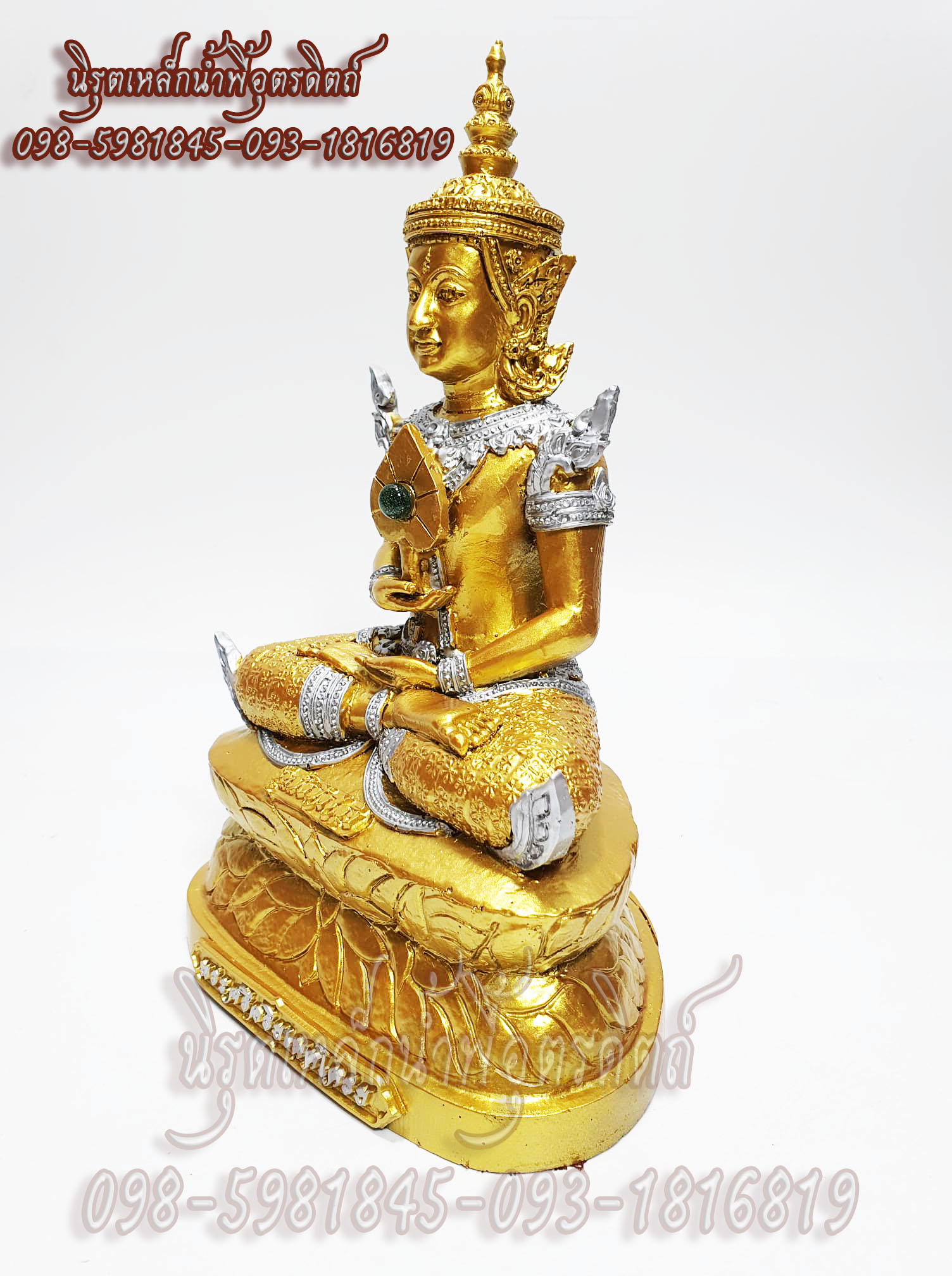 พระศรีอริยเมตไตรย 5 นิ้ว องค์สีทอง เนื้อผสมมวลสารแร่เหล็กน้ำพี้ ของแท้ รับประกันการขนส่ง