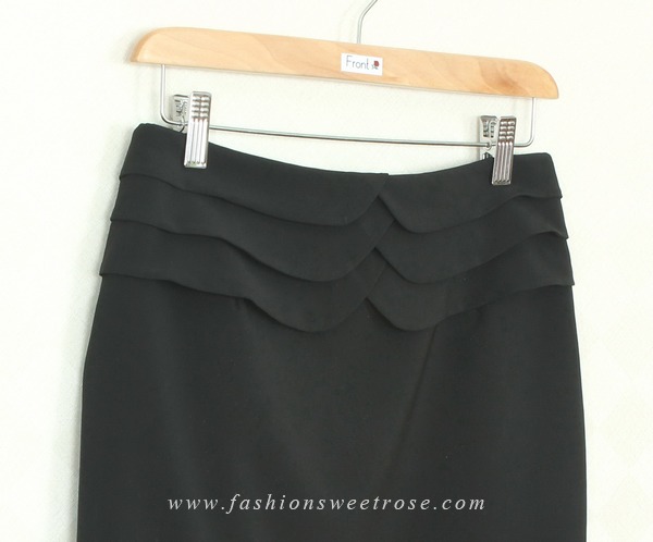 SK-308 กระโปรงแฟชั่น&ทำงาน ทรงสอบ ผ้าไหมอิตาลีสีดำ