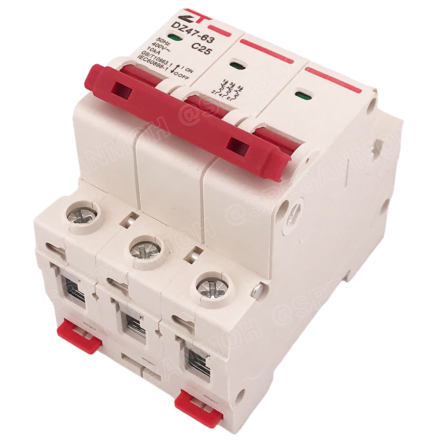 DZ47-63-3P 25A เบรกเกอร์เมน ยึดรางปีกนก 3P 25A AC Circuit Breaker เบรกเกอร์ตัดไฟเกิน 3โพล 25แอมป์ คัดเอาท์ ป้องกันกระแสเกิน Overload ป้องกันการลัดวงจร Short circuit เบรกเกอร์ตัดไฟ เบรกเกอร์ลูกย่อย Ac Circuit Breaker ไฟบ้าน 230V/400V AC มินิเซอกิตเบรก