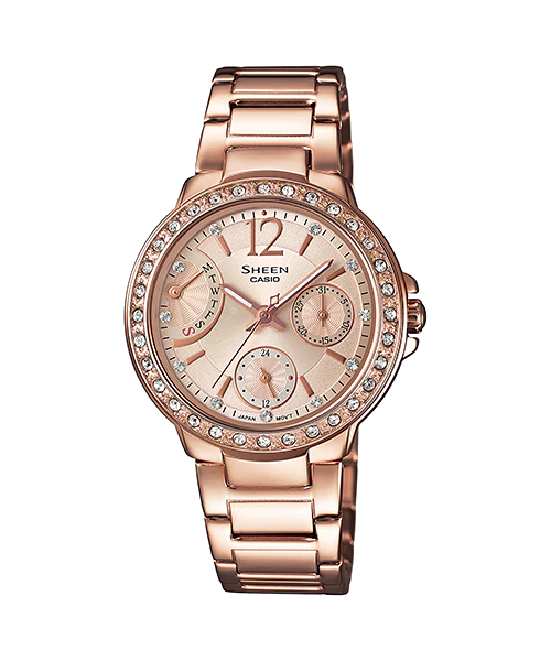 CASIO SHEEN รุ่น SHE-3805PG-9AUDR สีพิงค์โกลด์ สินค้าใหม่ ของแท้ รับประกันศูนย์ CMG